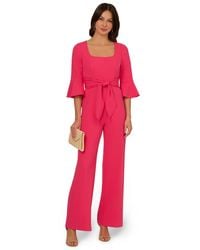 Adrianna Papell - Knit Crepe Tie Front Jumpsuit Dress - Lyst