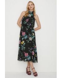 Oasis - Floral Printed Halter Midi Dress - Lyst