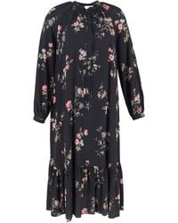Celine - Preloved Floral-Print Long Sleeve Midi Dress - Lyst