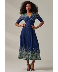 Jolie Moi - Half Sleeve Floral Wrap Dress - Lyst