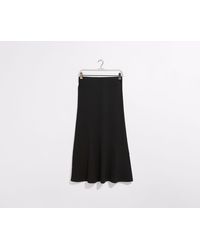 Oasis Rib Bias Cut Skirt - Black
