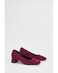 Wallis - Vina Faux Suede Medium Block Heel Court Shoes - Lyst