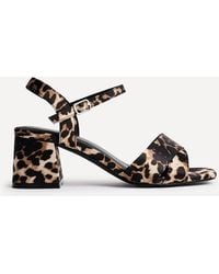 Linzi - Vivian Wide Fit Leopard Print Satin Block Heeled Sandals - Lyst