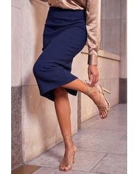 Roman - Textured Elastic Waist Pencil Midi Skirt - Lyst