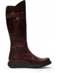 Infinity Leather - Fly London Mol 2 Leather Wedge Heel Knee High Zip-Up Boots - Lyst
