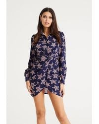 Liquorish - Leopard Star Print Mini Dress W/ Collar & Twisted Front Detail - Lyst