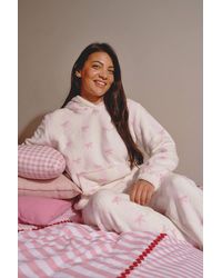 Loungeable - Striped Bow Luxury Fleece Hoodie & Jogger Lounge Set - Lyst