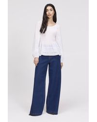 Finery London - Jennie Shirred Long Sleeve Cotton Top - Lyst