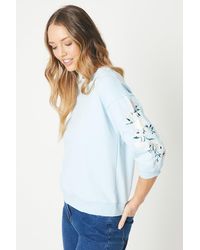 Oasis - Floral Embroidered Short Sleeve Sweatshirt - Lyst
