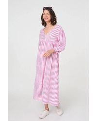 Izabel London - Striped Long Sleeve Empire Maxi Dress - Lyst