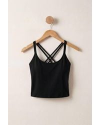 Enorsia - Cotton Stretch Cross Back Crop Cami Tops - Lyst