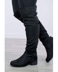 AJVANI - Flat Buckle Straps Riding Over The Knee Boots - Lyst