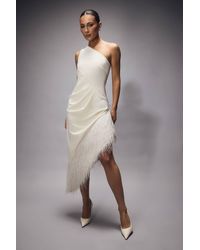 Coast - Muse One Shoulder Asymmetric Fringed Midi Dress - Lyst