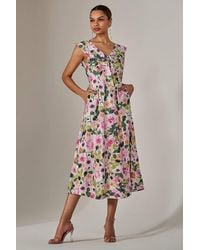 Jolie Moi - Frill V Neck Midaxi Dress - Lyst