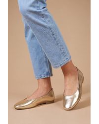 Dorothy Perkins - Narina Metallic Faux Leather Round Toe Ballet Pumps - Lyst