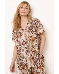 Blue Vanilla - Short Sleeve Button Up V-Neck Blouse - Lyst