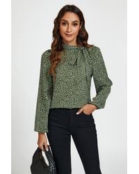 FS Collection - Floral Print Side Tie Blouse Top - Lyst