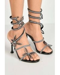 Miss Diva - Toki Butterfly Detail Diamante Heeled Sandals - Lyst