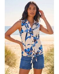 Roman - Floral Tie Front Blouse - Lyst