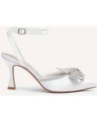 Linzi - Angela Bridal Ivory Satin Bow Heels - Lyst