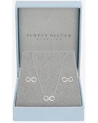 Simply Silver - Sterling Plated Pave Infinity Set - Lyst
