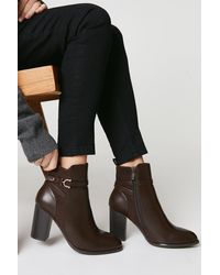 Oasis - Jinnie Buckle Strap Detail High Block Heel Ankle Boots - Lyst