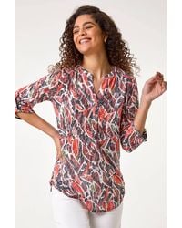 Roman - Abstract Print Burnout V-Neck Shirt - Lyst