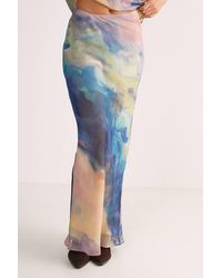Nasty Gal - Chiffon Marble Print Bias Maxi Skirt - Lyst