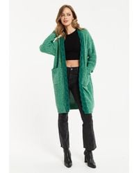 Liquorish - Chunky Knit Open-Front Cardigan W/ Cable Detailing - Lyst