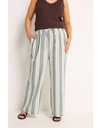 Yours - Stripe Linen Look Trousers - Lyst