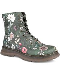 Pavers - Floral Pattern Lace Up Ankle Boots - Lyst