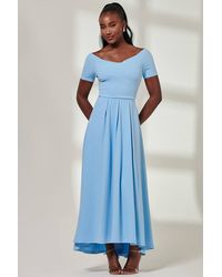 Jolie Moi - Yana Shoulder Scuba Maxi Dress - Lyst