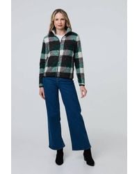 Izabel London - Checked Zip Front Boxy Teddy Jacket - Lyst