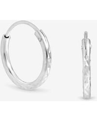 Simply Silver - Sterling Plated Mini Diamond Cut Hoops - Lyst