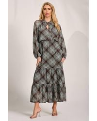Jolie Moi - Chiffon Long Sleeve Tiered Maxi Dress - Lyst
