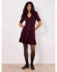Apricot - Ribbed Knit Fit & Flare Mini Dress - Lyst