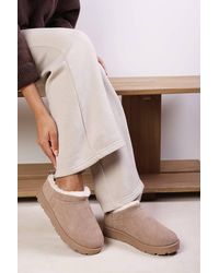 Where's That From - 'Avara' Cosy Fur Lined Suede Micro Ankle Mules - Lyst