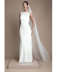 Coast - Satin V Back Maxi Wedding Dress With Back Sash Detail - Lyst