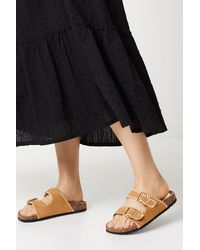 Oasis - Britt Embroidered Double Buckle Strap Footbed Sandals - Lyst