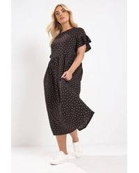 Yours - Polka Dot Midi Dress - Lyst