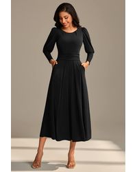 Jolie Moi - Long Puff Sleeved Jersey Maxi Dress - Lyst