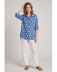 Izabel London - Polka Dot Print 3/4 Sleeve Relaxed Shirt - Lyst