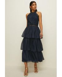 Oasis - Lace Tiered Halter Neck Midi Bridesmaids Dress - Lyst