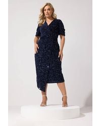 Yours - Sequin Velvet Wrap Maxi Dress - Lyst
