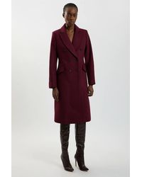 Karen Millen - Wool Fitted Double Breasted Tailored Midi Coat - Lyst