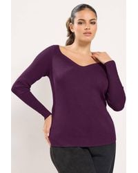 Yours - Sweetheart Neckline Knitted Top - Lyst