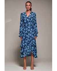 Jolie Moi - Long Sleeve Frill Detail Mesh Maxi Dress - Lyst