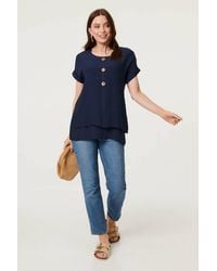 Izabel London - Layered Hem Short Sleeve Tunic Top - Lyst