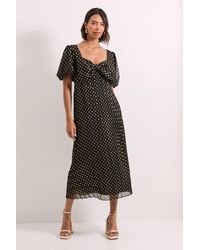 Dorothy Perkins - Dp Luxe Bow Front Puff Sleeve Metallic Midaxi Dress - Lyst