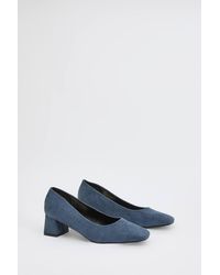 Wallis - Vina Faux Suede Medium Block Heel Court Shoes - Lyst